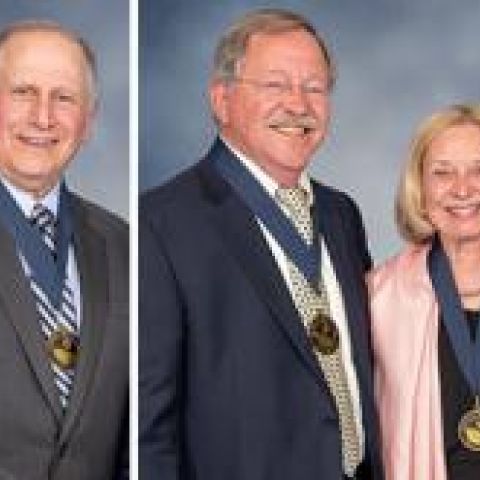 Headshot of Kathy Pape '78, Robert Trinkle '76, and Conrad Falvello '74