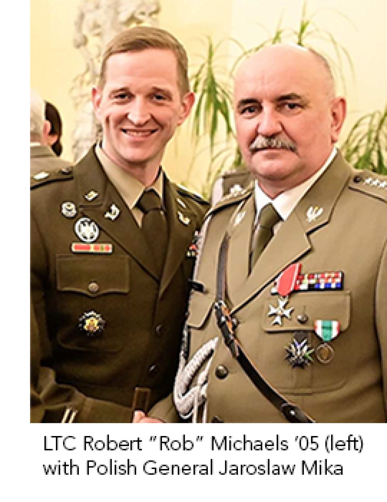 LTC Robert "Rob" Michaels '05 (left) with Polish General Jaroslaw Mika.